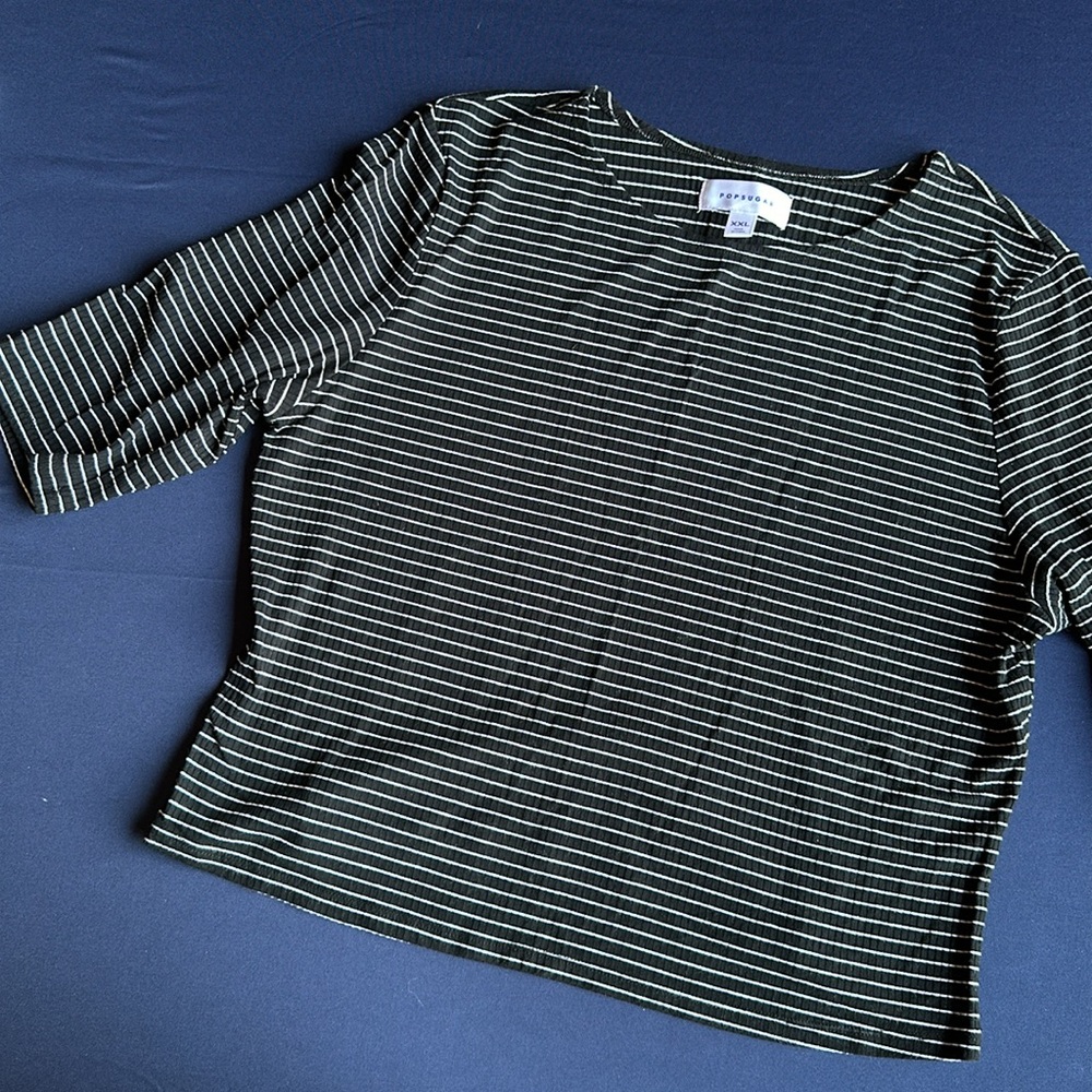 Popsugar Crop Half Sleeve Tee in Ribbed Rayon Span